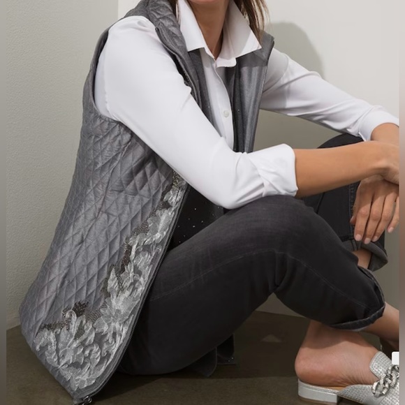Chico’s Embellished Quilted Vest | Size L 12 - Picture 2 of 9